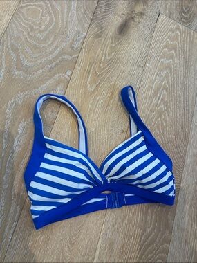 Boden Blue And White Stripe Bikini Top
